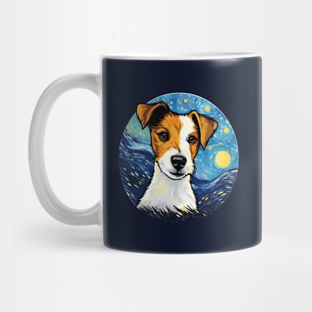 Jack Russell Terrier, van gogh style, starry night, Post-impressionism by Pattyld